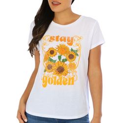 Womens Stay Golden Sunflower Short Sleeve T-Shirt