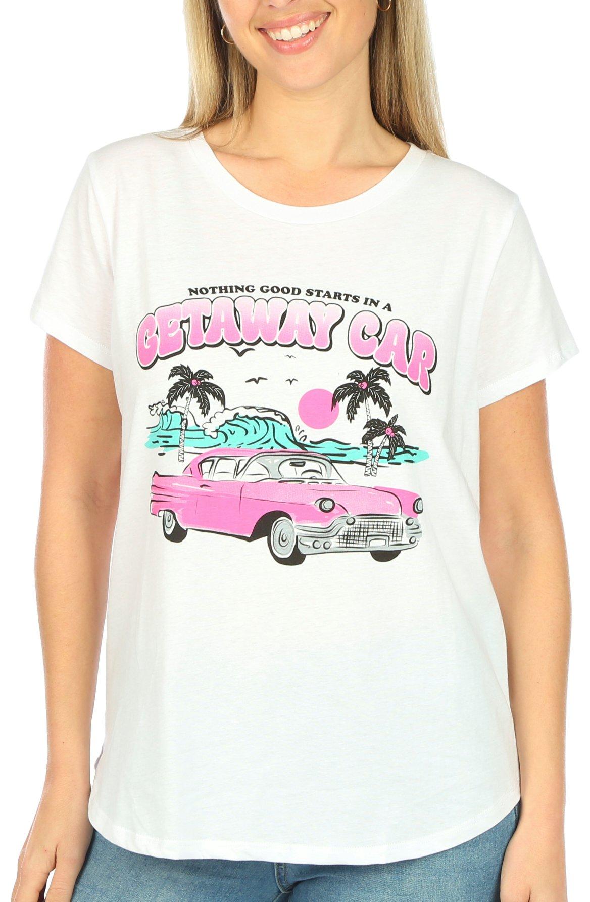 Adiva Womens Getaway Car Short Sleeve T-Shirt