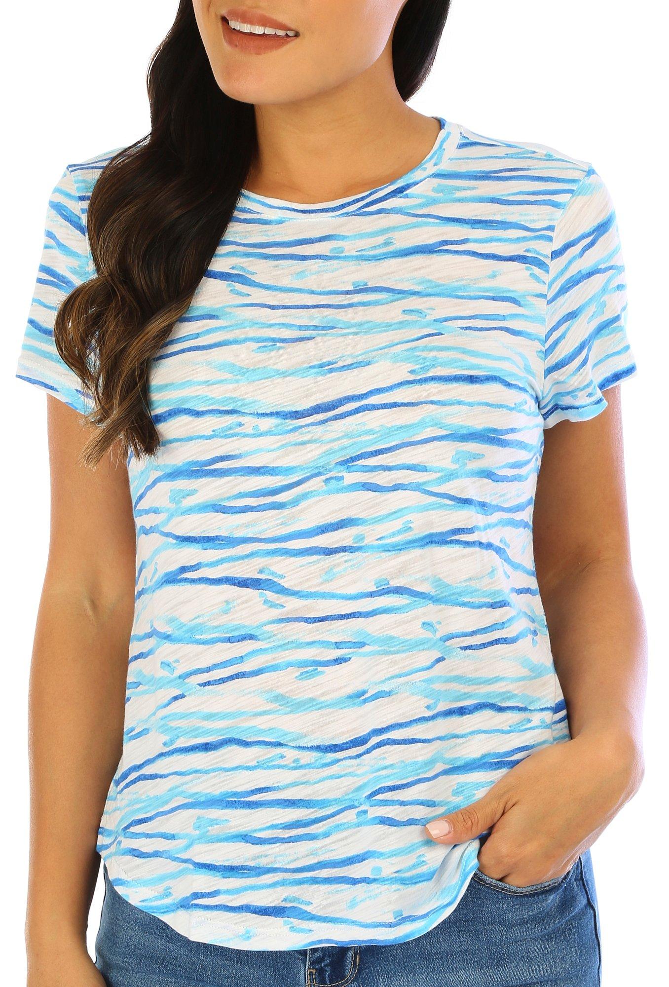 Blue Sol Womens Water Stripe Short Sleeve Top