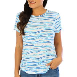 Blue Sol Womens Water Stripe Short Sleeve Top