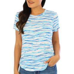Womens Water Stripe Short Sleeve Top