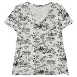 Womens Luxey Palm Tree Short Sleeve Top