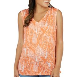 Dept 222 Womens Luxey Tropical Leaves Print Sleeveless Top