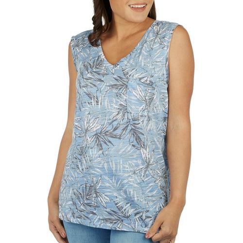 Dept 222 Womens Luxey Palm Leaves Print Sleeveless