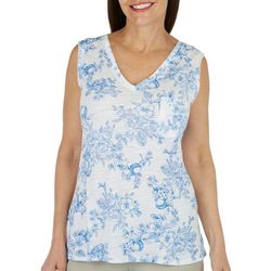 Dept 222 Womens Luxey Floral Print Sleeveless Top