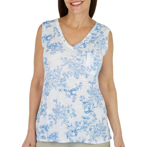 Dept 222 Womens Luxey Floral Print Sleeveless Top