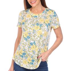Womens Floral Print Luxey Short Sleeve Top