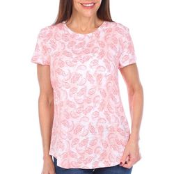 Blue Sol Womens Paisley Luxey Short Sleeve Top