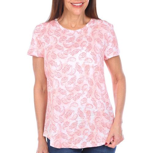Blue Sol Womens Paisley Luxey Short Sleeve Top