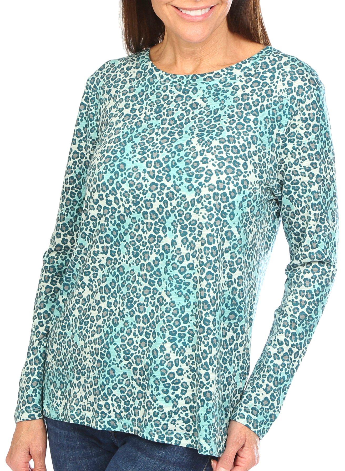 Blue Sol Womens Cheetah Print Long Sleeve Top