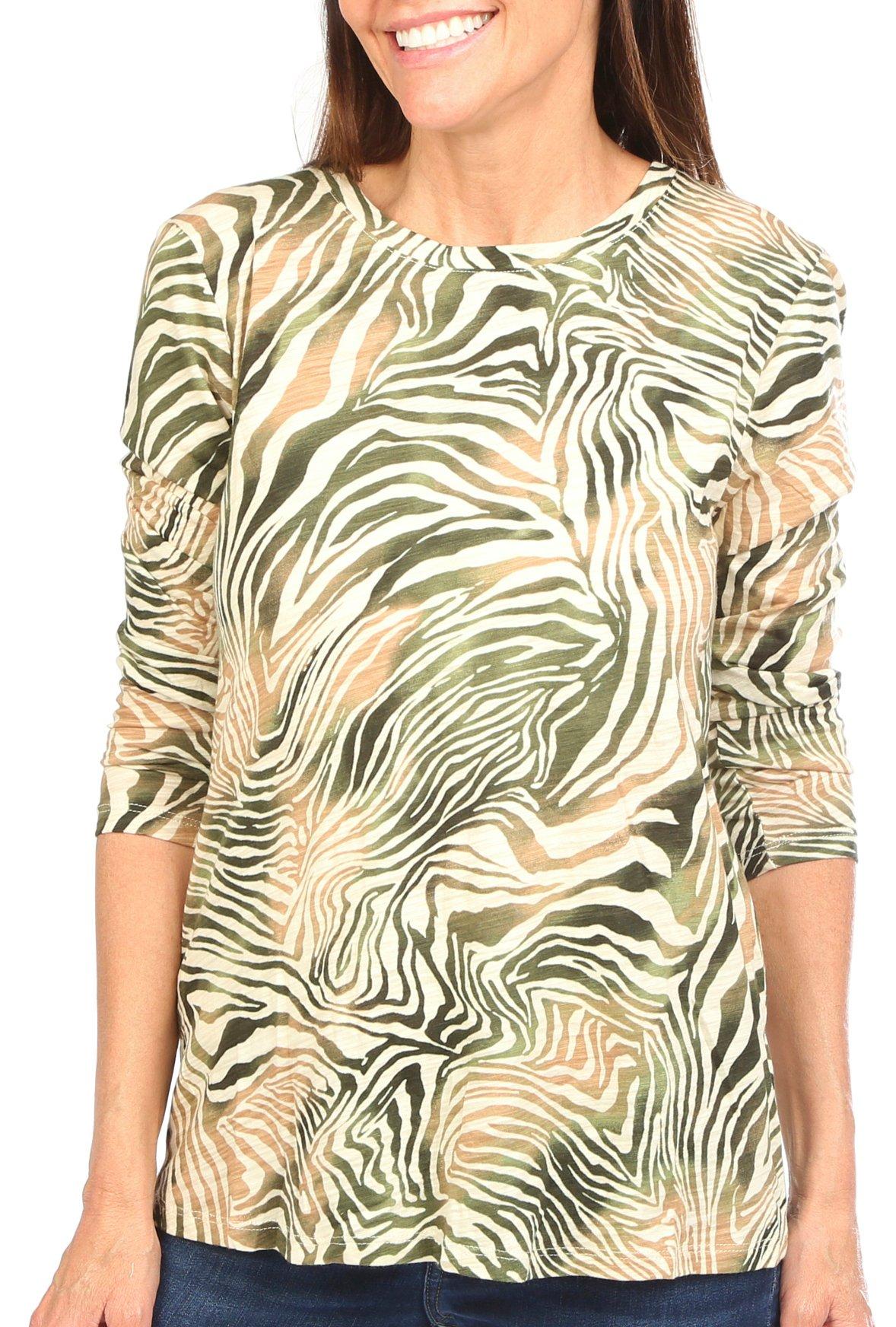 Blue Sol Womens Zebra Print Long Sleeve Top