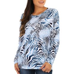 Blue Sol Womens Tonal Zebra Long Sleeve Top