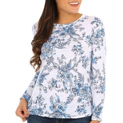 Blue Sol Womens Floral Toile Long Sleeve Top