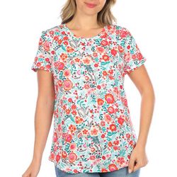 Blue Sol Womens Floral Short Sleeve Top