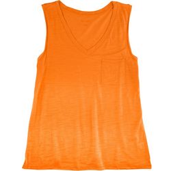 Dept 222 Womens Solid V-Neck Luxey Sleeveless Top
