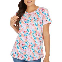 Dept 222 Womens Luxey Floral Pastels Short Sleeve Top