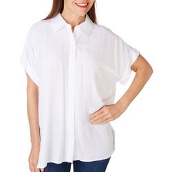 Womens Solid Sammie Button Down Short Sleeve Top