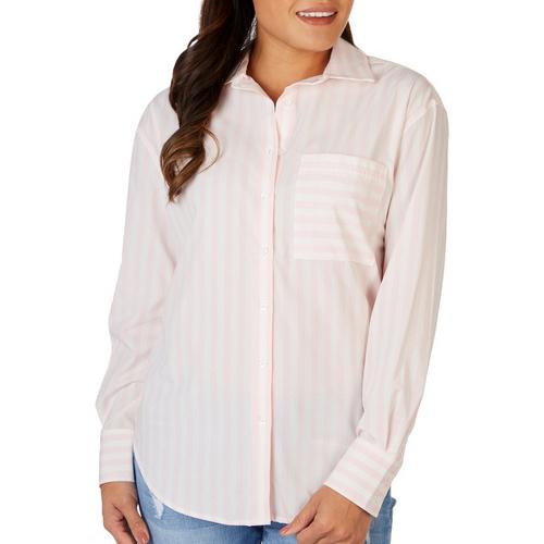 Womens Bethany Stripe Button Down Long Sleeve Top
