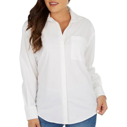 Womens Bethany Solid Button Down Long Sleeve Top