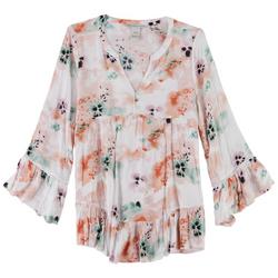 Womens Baby Doll Floral Long Sleeve Top