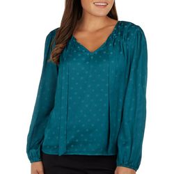 Womens Festive Long Sleeve Top with Dot Pattern