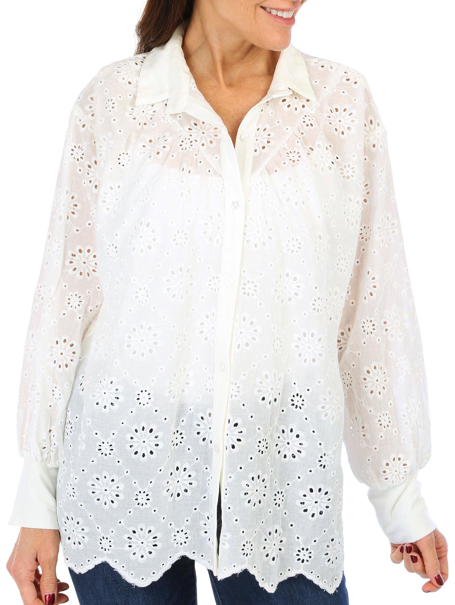 Womens Lace Collared Long Sleeve