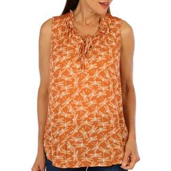 Womens Dragonfly Crochet Embellished Sleeveless Top