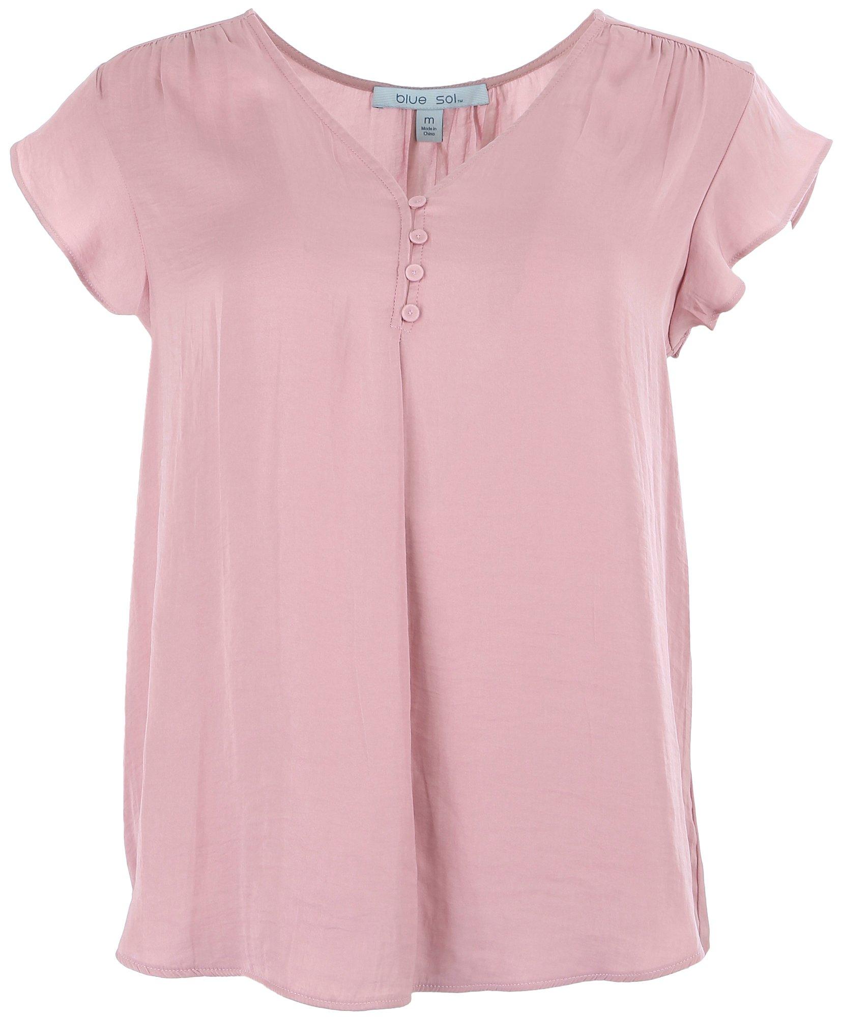 Blue Sol Womens Solid Flutter Sleeve Top