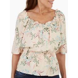Womens Floral Smocked Waist Top