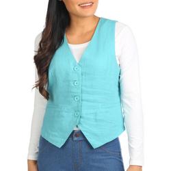Womens Linen Buttoned Vest