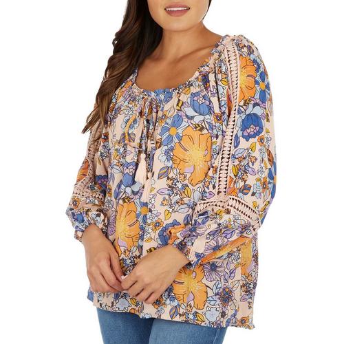 Lola P. Womens Floral Off The Shoulder Top
