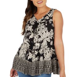 Lola P. Womens Floral Tiered Sleeveless Top