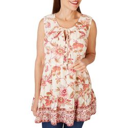 Sky and Sand Womens Floral Tiered Babydoll Sleeveless Top