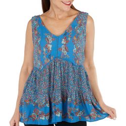 Sky and Sand Mixed Print Tier Sleeveless Top