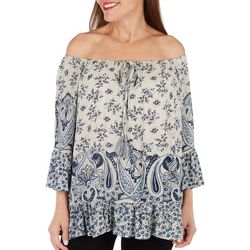Womens V-Neck Tie Front 3/4 Sleeve Top