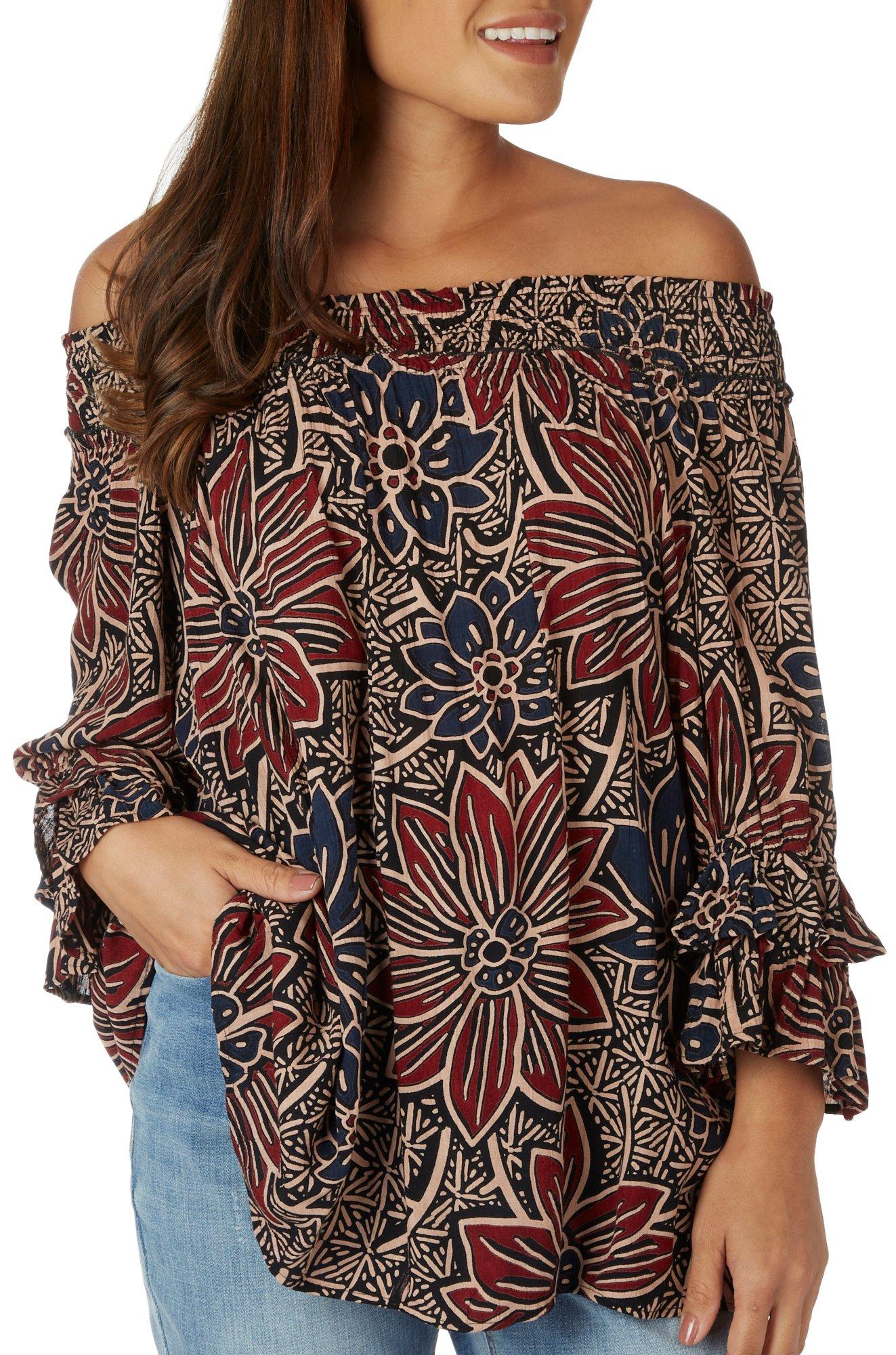 Womens Off The Shoulder Flutter Sleeve Top