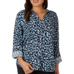 Womens Graphic Button Down Pocket Long Sleeve Top