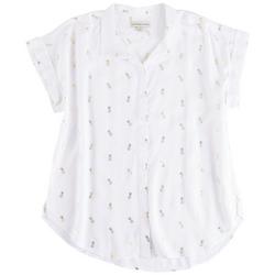 Womens All-Over Pineapple Short Sleeve Top