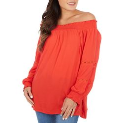 Womens Off The Shoulder Smocked Blouse