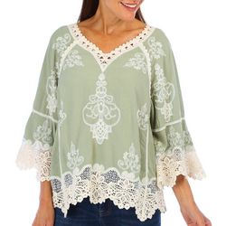 Democracy Womens Lace Embellished Top
