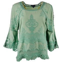 Democracy Womens Lace Embellished Top