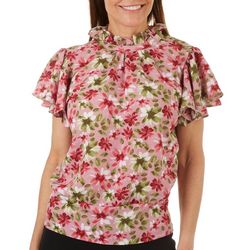 ROOMMATES Womens Ruffled High Neck Floral Top