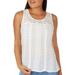 Forgotten Grace Womens Solid Lace Embroidered Sleeveless Top