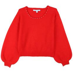 Womens Pearl Embellished Long Sleeve Sweater