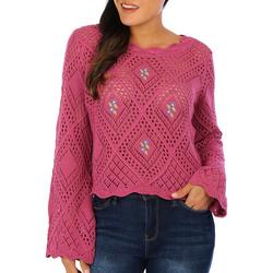 Womens Crochet Bell Sleeve Fashion Sweater