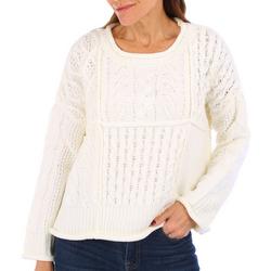 Womens Mix Knit Crew Sweater