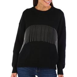 Womens Rhinestone Fringe Long Sleeve Sweater