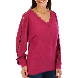 Bunulu Womens Open Lace Long Sleeve Sweater