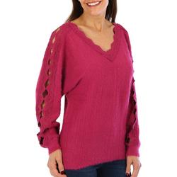 Womens Open Lace Long Sleeve Sweater