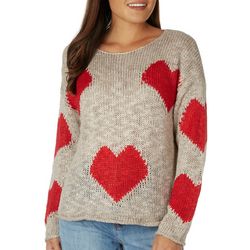 Cliche Womens Knit Heart Long Sleeve Pullover Sweater